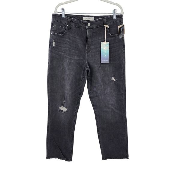 New NWT Liverpool Kennedy Crop Straight Washed Black Jeans Size 12‎ 31 - Picture 3 of 13